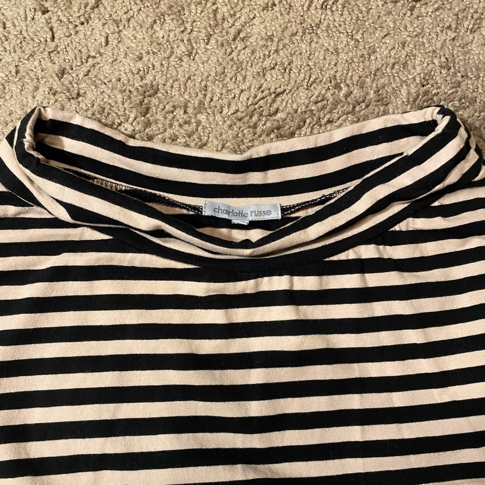 Charlotte Russe Black White Striped Mini Skirt Women’s Size S Stretch Cotton - Picture 3 of 6